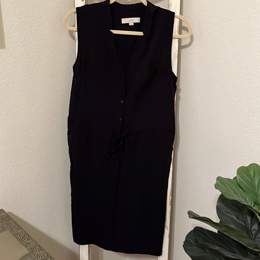 LOFT black tie waist dress